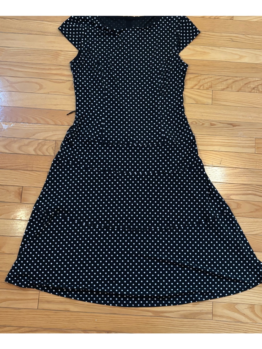 Joseph Ribkoff Black dress with White Polka Dots